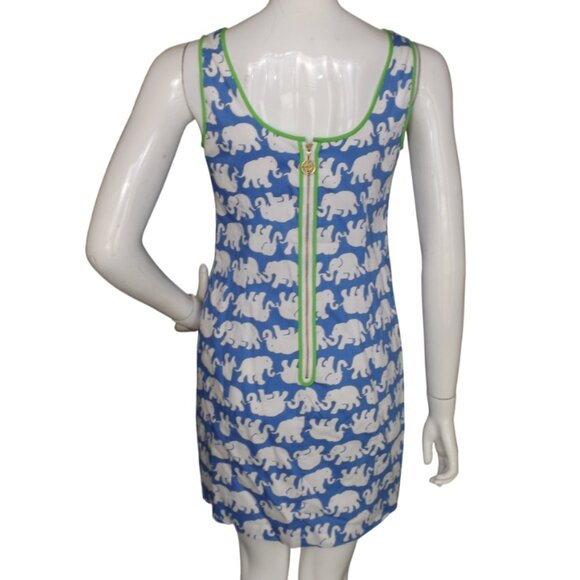 LILLY PULITZER Mini Dress, 2, Blue/White Elephants, Cathy Shift, Tusk in Sun - Picture 6 of 16